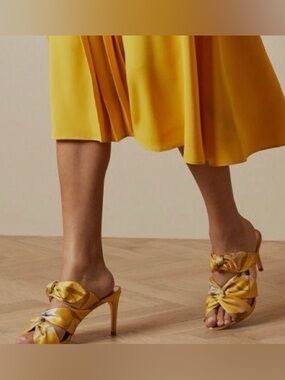 Ted Baker Yellow Floral Knot Slingback Heels
